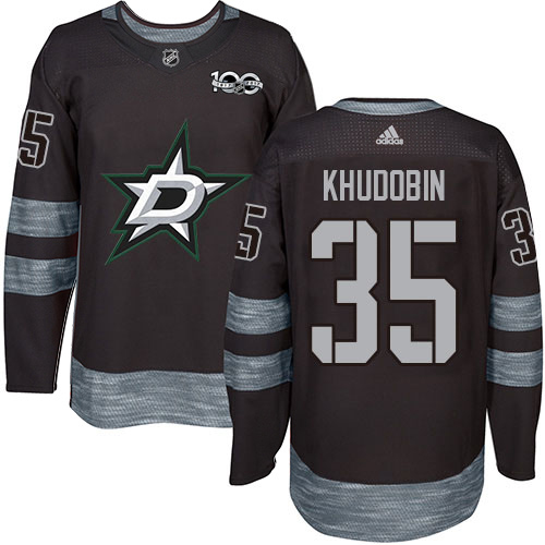 Adidas Men Dallas Stars #35 Anton Khudobin Black 1917-2017 100th Anniversary Stitched NHL Jersey->dallas stars->NHL Jersey